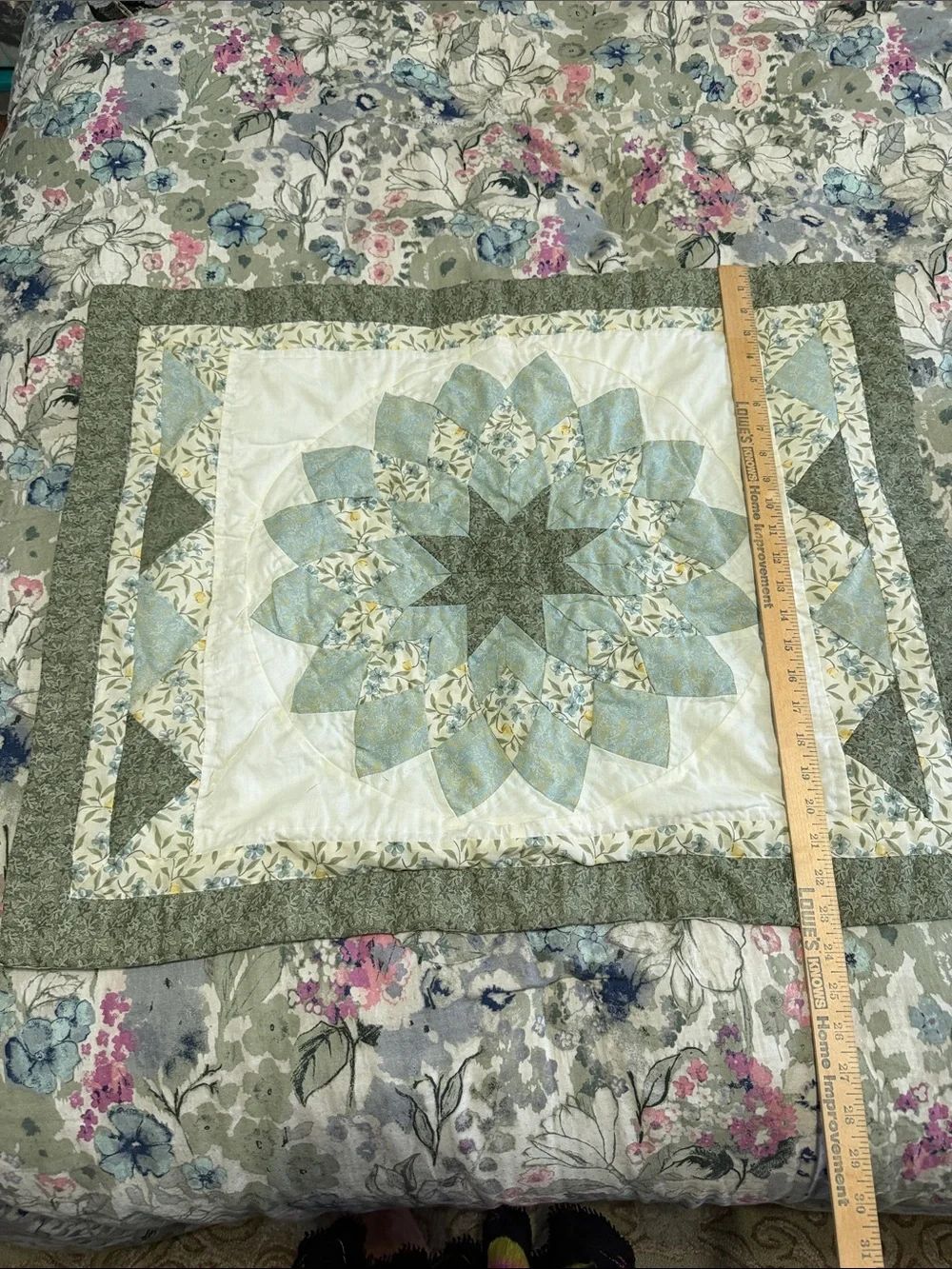 Handmade Quilted Pillow Shams in Soft Sage and Cream